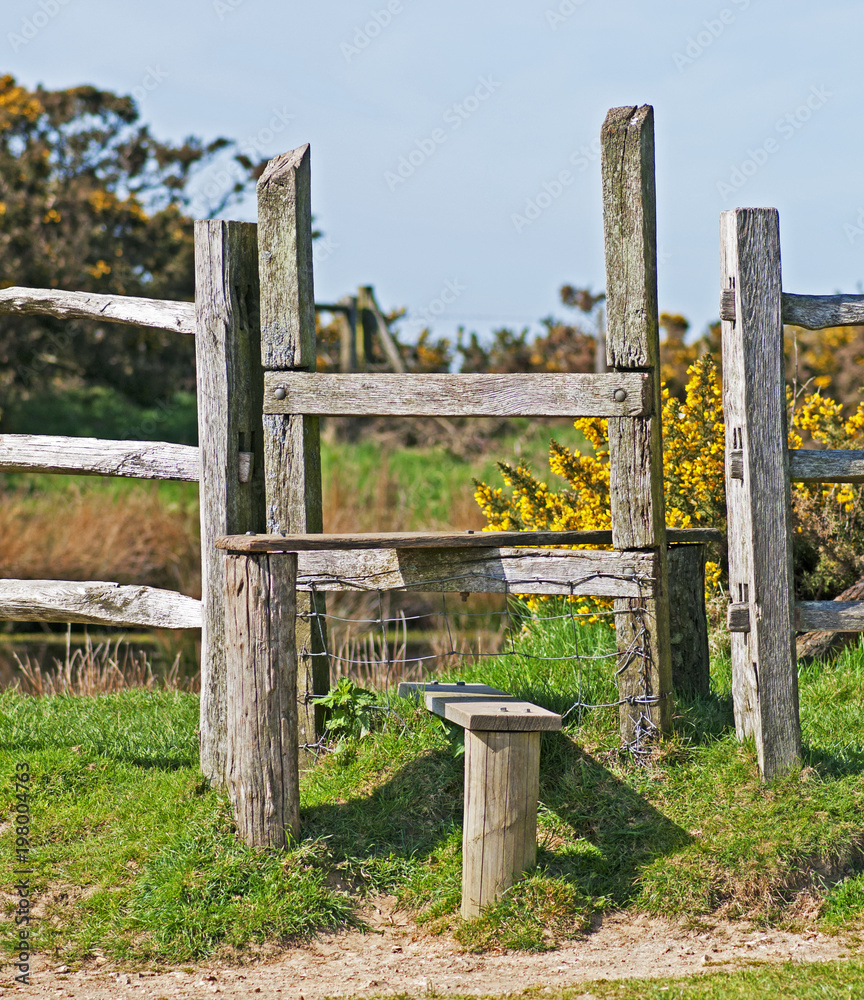 Naklejka premium A wooden stile in rural England.