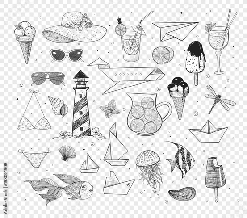 Collection of summer doodles