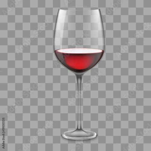 Transparent vector wineglass with red wine.