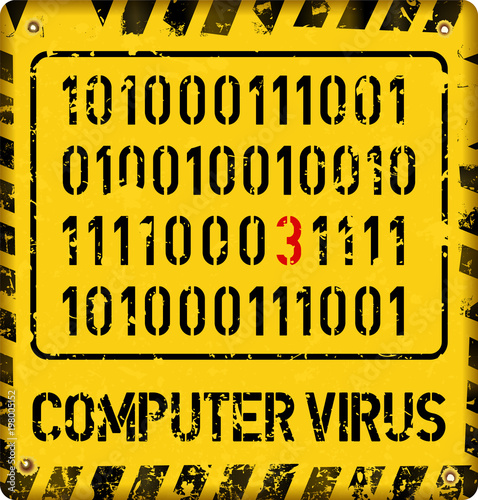 computer virus alert sign, internet security concept, grungy style vector 