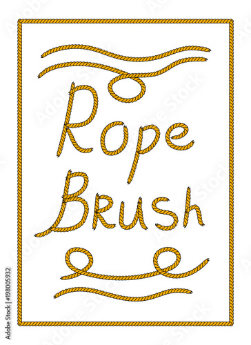 Natural brown tangled twine rope illustrator brush, vector
