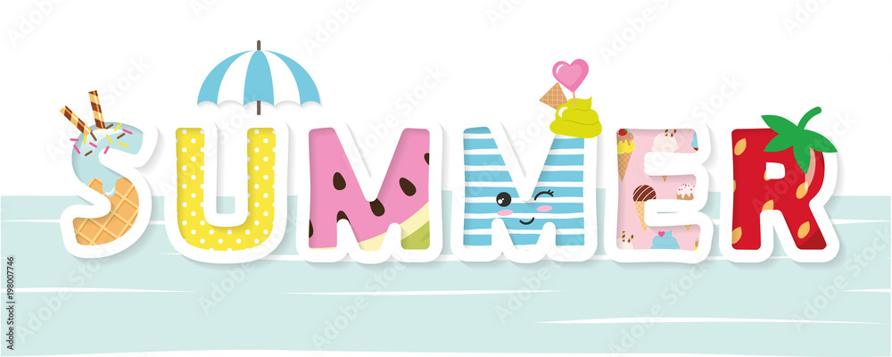 Summer cartoon decorative letters. Summer cartoon decorative letters.