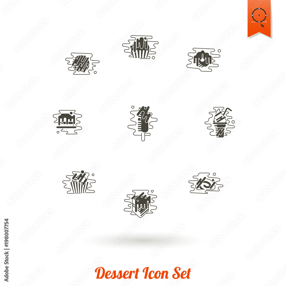 Dessert Icon Set in Modern Flat Design Style