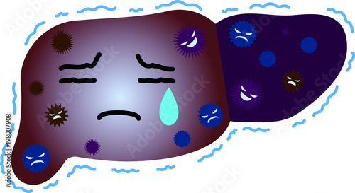 Unhealthy Liver face illustration