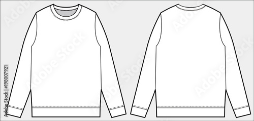Sweatshirt Top fashion flat technical drawing template