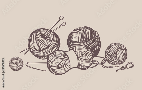 Knitting. Vector drawing