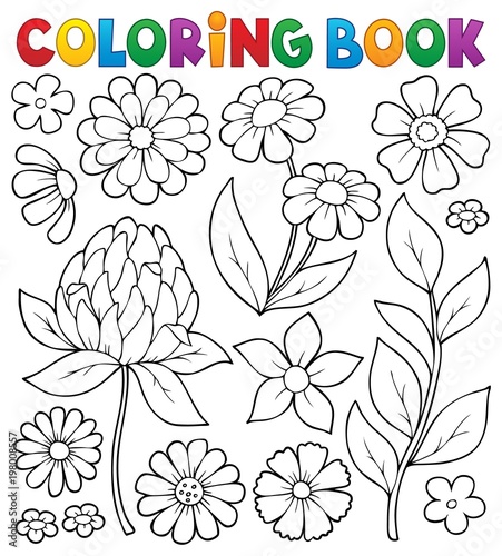 Coloring book flower topic 8