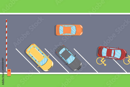 The driver did not park properly and took two places for the disabled. Vector illustration
