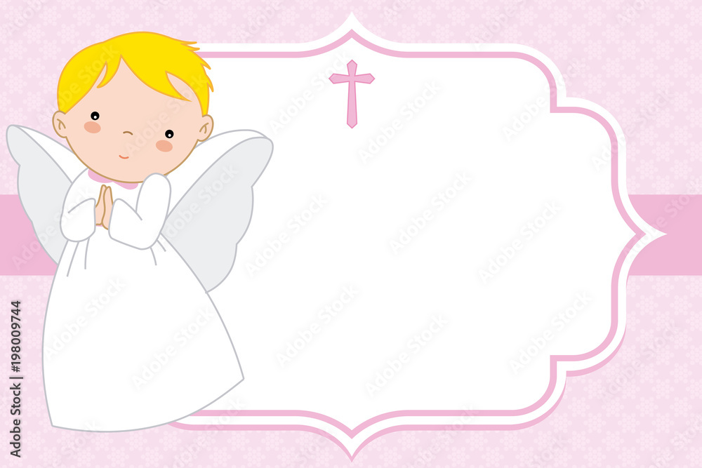 angel girl. Christening or communion card. space for text angel girl. Christening or communion card. space for text
