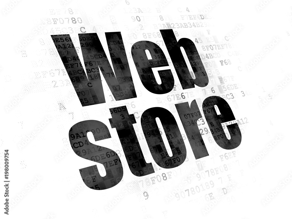 Fototapeta premium Web development concept: Pixelated black text Web Store on Digital background