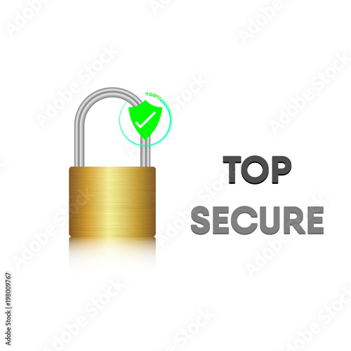 Security key lock, Steel metal lock, Vector, Illustration.