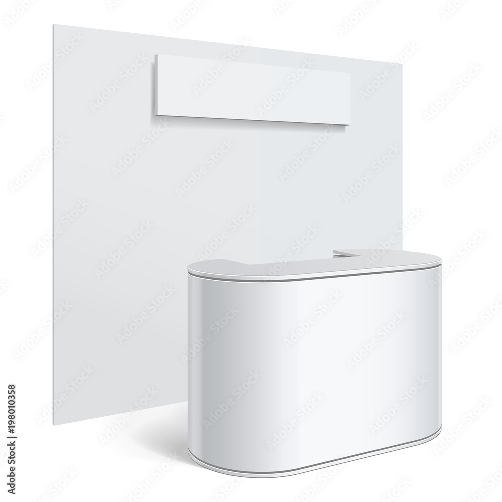 White reception or information desk. White reception or information desk.