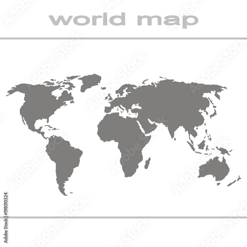 Set of monochrome icons with world map for your design