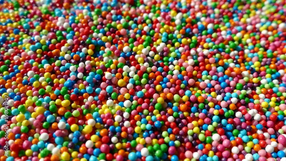 A multi-colored dragee spins on a plate. Multicolored balls. All the colors of the rainbow. Colored easter dragees. Red blue green yellow white white orange. A multi-colored dragee spins on a plate. Multicolored balls. All the colors of the rainbow. Colored easter dragees. Red blue green yellow white white orange.