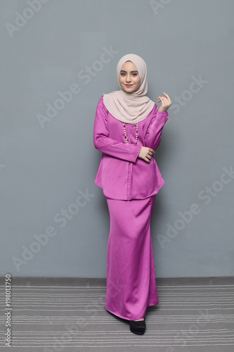 Attractive young Muslim girl wearing hijab.Hijab fashion portraiture.