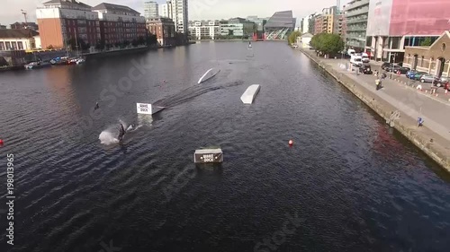 Watersport at River Liffey in Dublin, Ireland