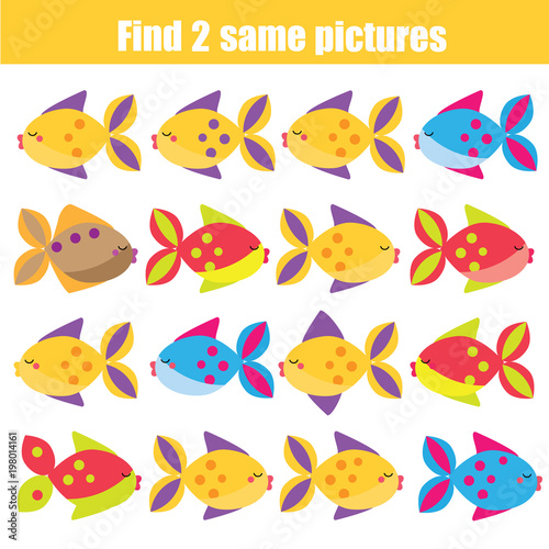 Find the same pictures children educational game. Animals theme © ksuklein