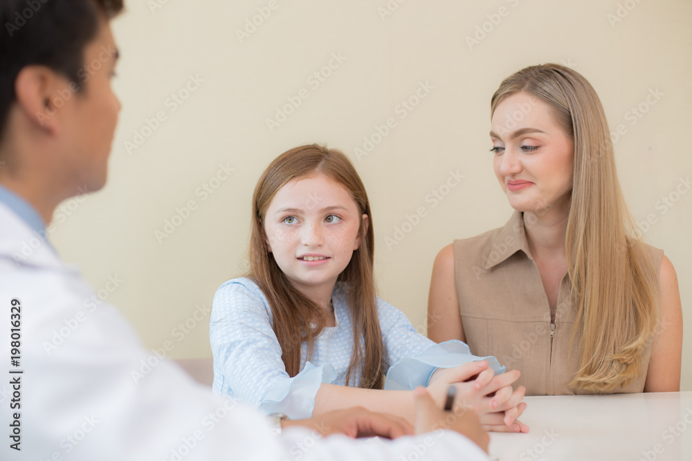 Little patient visit to doctor at clinic. People with health care and medical concept. Little patient visit to doctor at clinic. People with health care and medical concept.