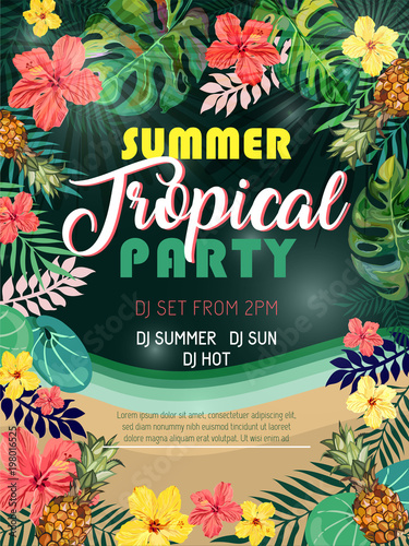 Summer tropical party design poster or flyer.