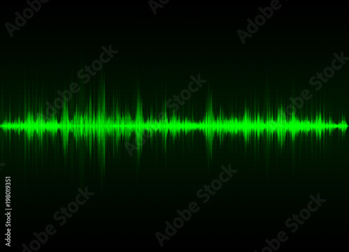 Green sound waves oscillating glow light, Abstract technology background