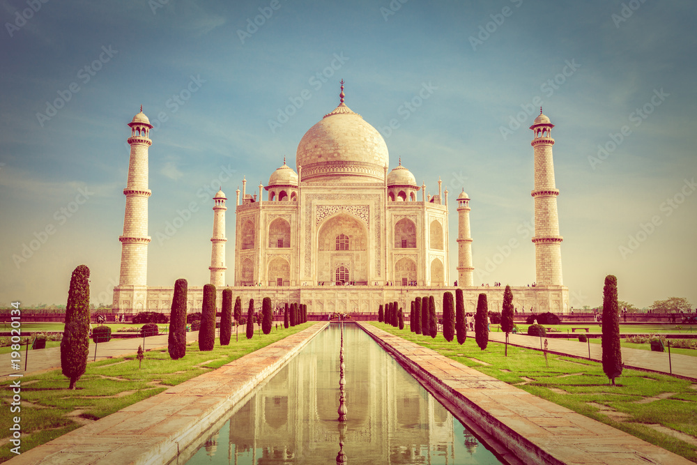 Taj Mahal, India. Vintage style