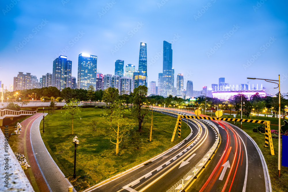 Guangzhou's beautiful city night view skyline