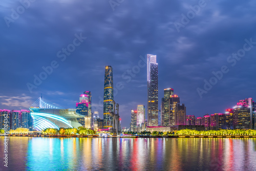Guangzhou's beautiful city night view skyline