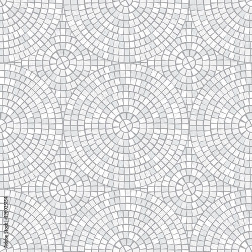 Abstract mosaic seamless pattern. Fragments of a circle laid out from tiles trencadis. Vector background. photo