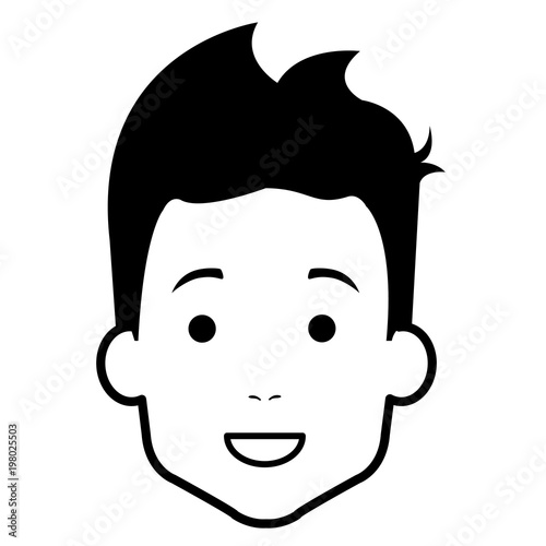 young man head avatar character vector illustration design