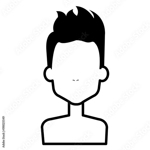 young man shirtless avatar character vector illustration design
