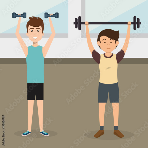 athletic people practicing exercise characters vector illustration design