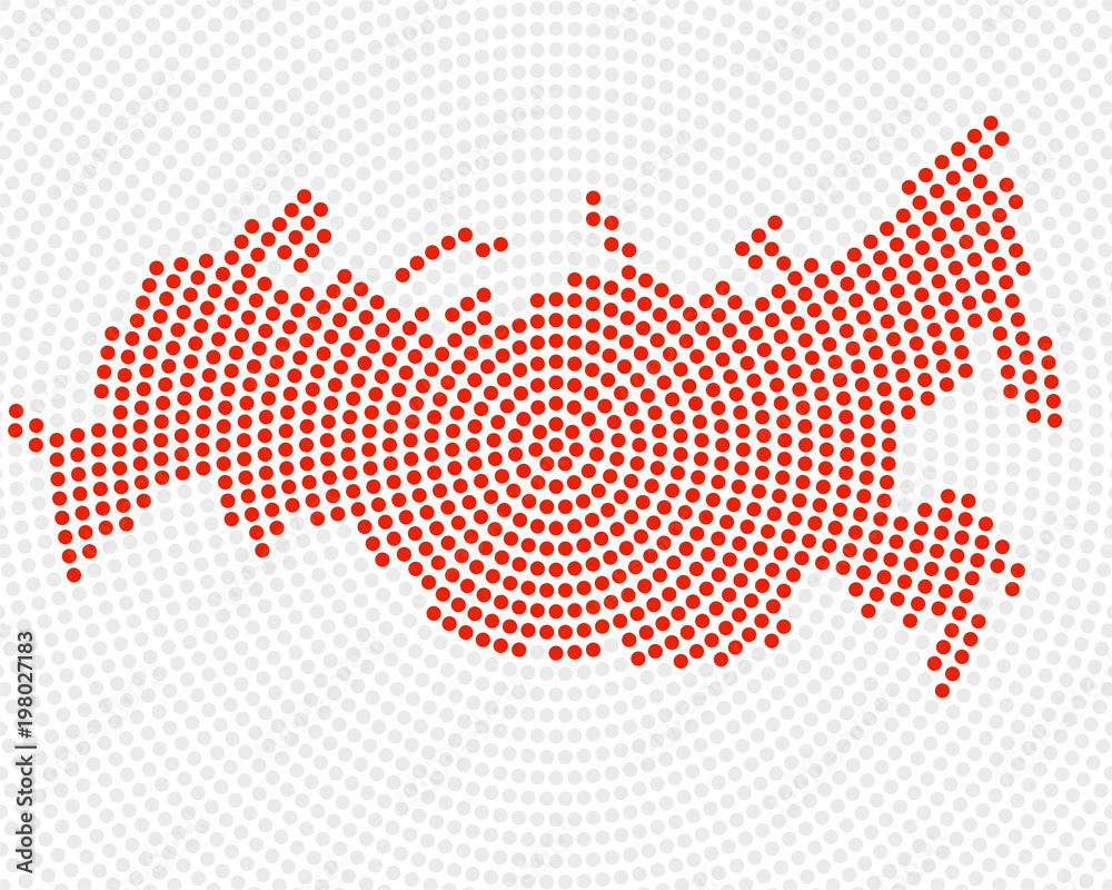 Abstract Russia map of radial dots, halftone concept. Vector Abstract Russia map of radial dots, halftone concept. Vector