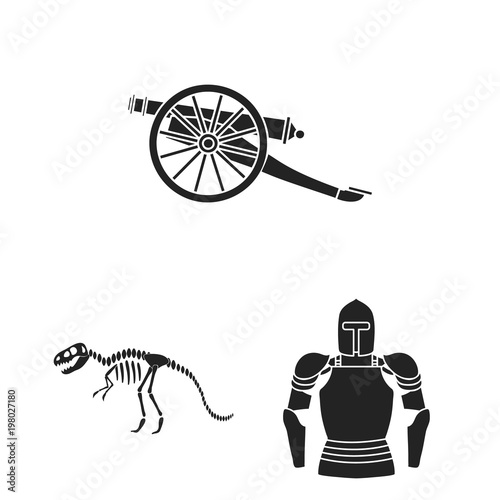 Museum and gallery black icons in set collection for design. Storage and exhibition of showpiece vector symbol stock web illustration.