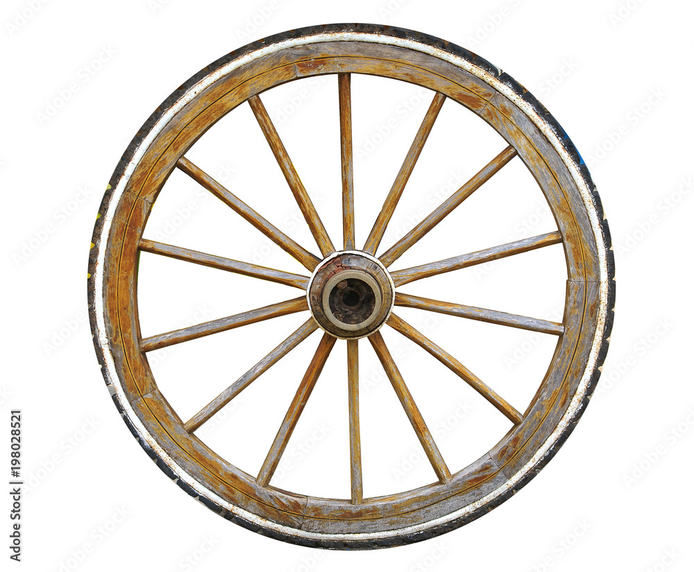 wooden wheel isolated on white