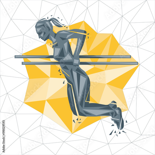 Vector silhouettes of woman doing fitness and crossfit workouts