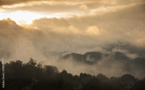 Beautiful mountains with clouds and fogs.