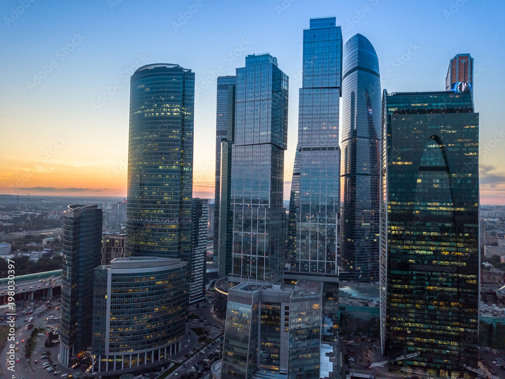 Fototapeta premium Moscow city after sunset