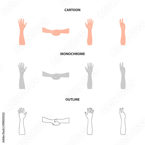 Sign Language cartoon,outline,monochrome icons in set collection for design.Emotional part of communication vector symbol stock web illustration.