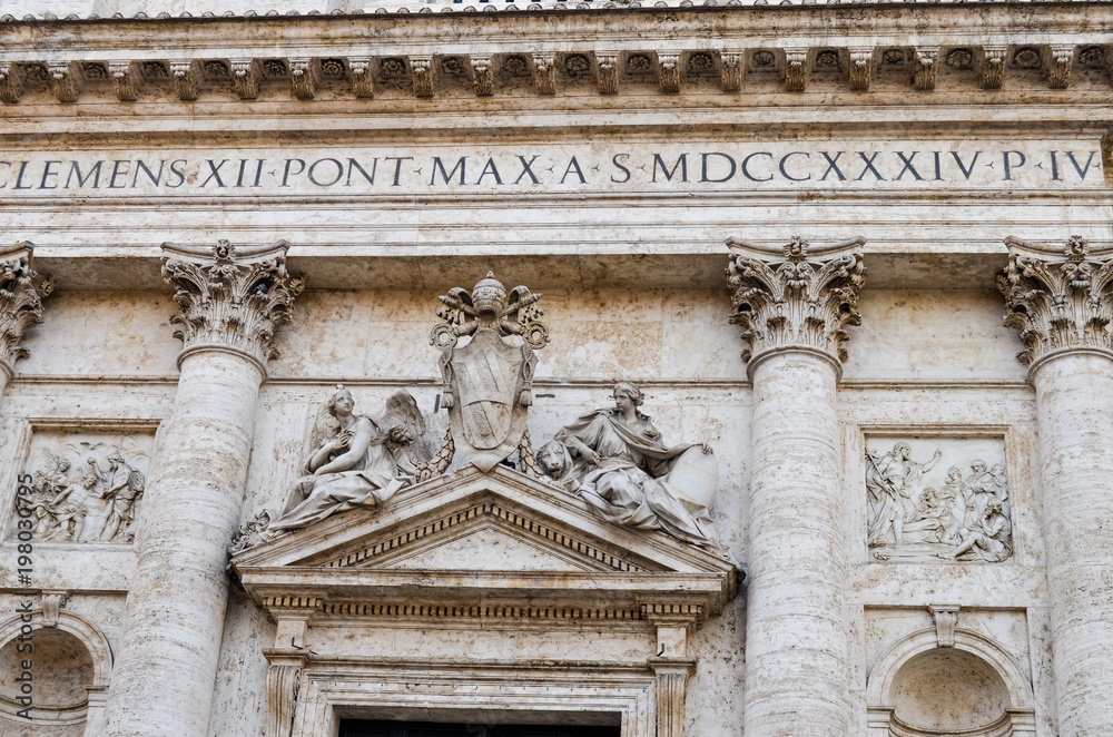 Facade decoration on ancient cathedral in Rome
