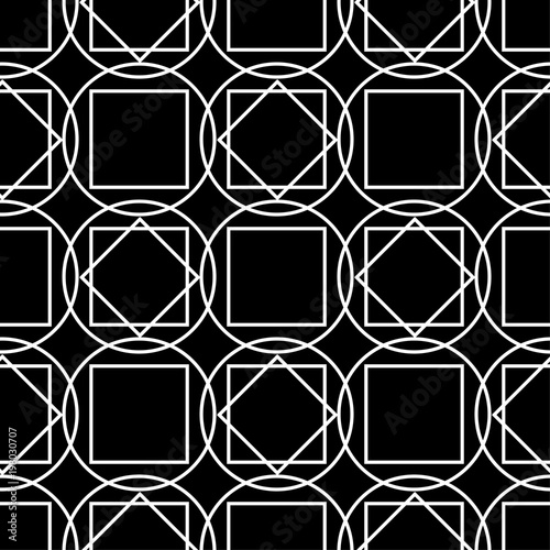 Black and white geometric ornament. Seamless pattern