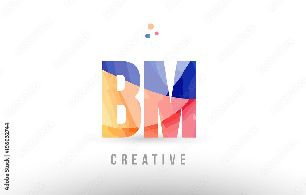 orange blue alphabet letter bm b m logo icon design with dots orange blue alphabet letter bm b m logo icon design with dots