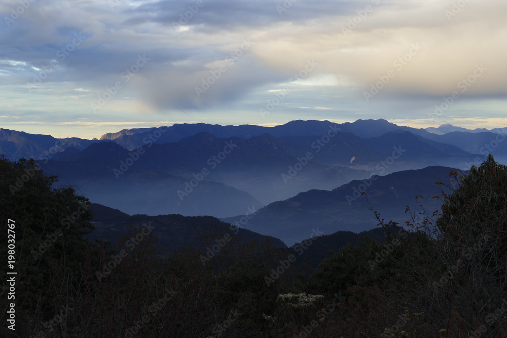 morning time view  of Anapurna area on Poon Hill 3210 msl, Nepal