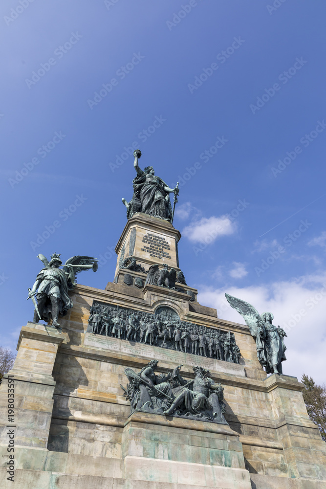 Niederwald monument represents the union of all Germans - located in the Niederwald landscape park, near Rudesheim am Rhein in Hesse, Germany