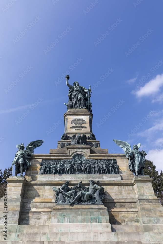 Niederwald monument represents the union of all Germans - located in the Niederwald landscape park, near Rudesheim am Rhein in Hesse, Germany