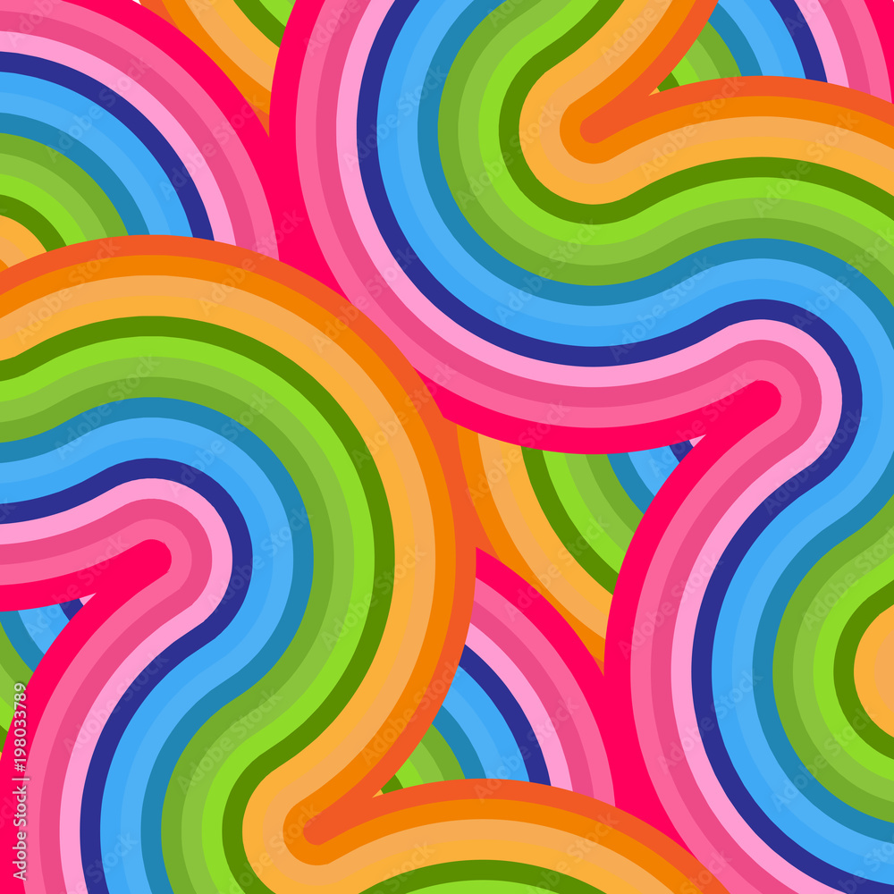 Obraz premium Bright colorful background of abstract wavy curved lines Element for the design of banners advertising sales for business and holidays Abstract geometric pattern with wavy lines Vector background
