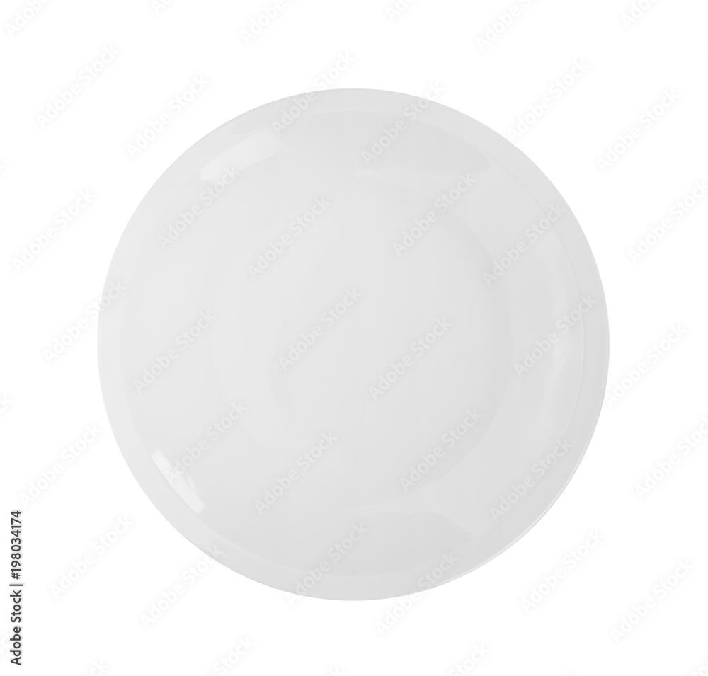 top view plate on white background top view plate on white background
