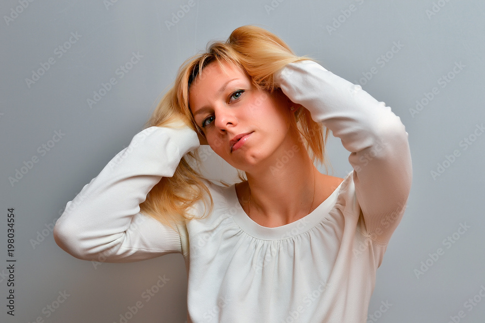 young fashion blond girl in studio young fashion blond girl in studio
