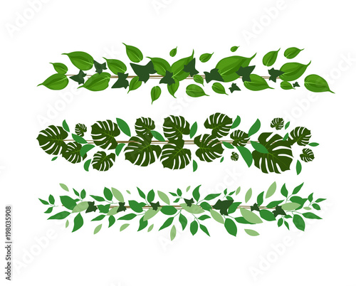 greenery summer leaves strips decorative elements