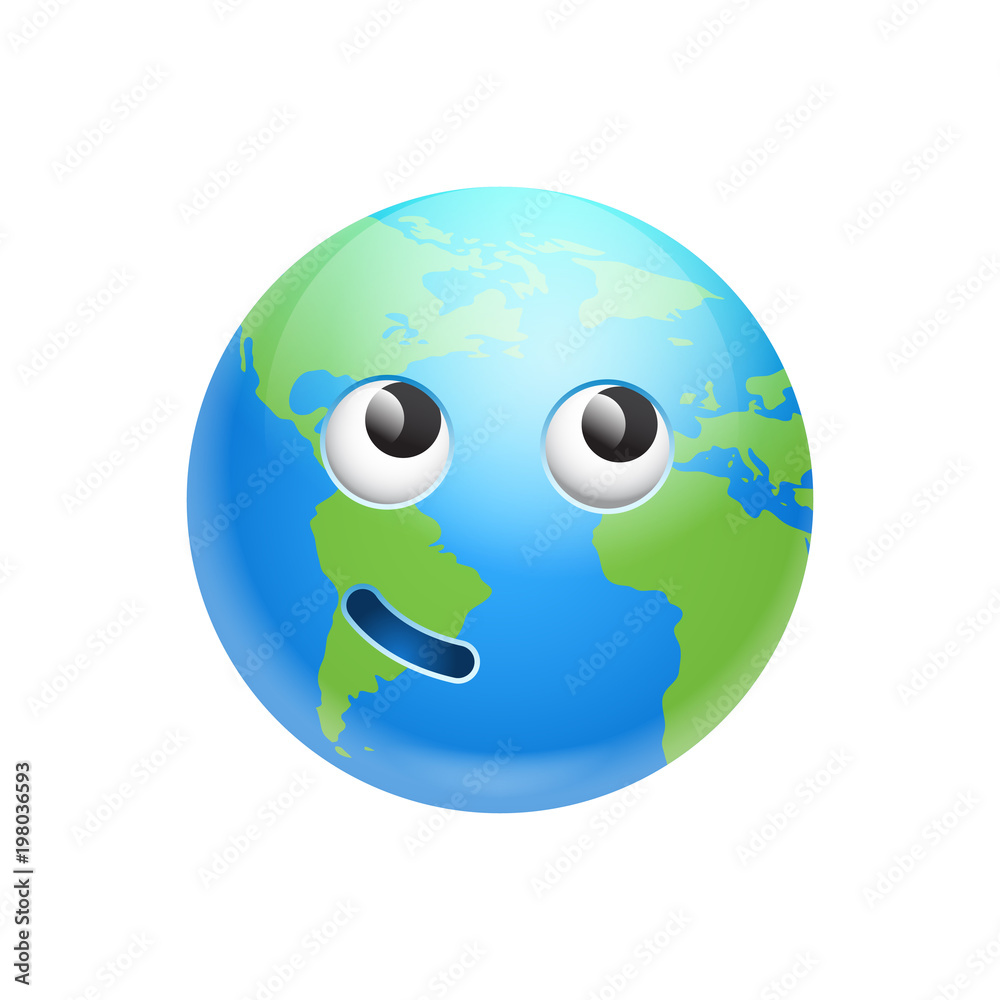 Cartoon Earth Face Happy Smile Icon Funny Planet Emotion Flat Vector Illustration Cartoon Earth Face Happy Smile Icon Funny Planet Emotion Flat Vector Illustration
