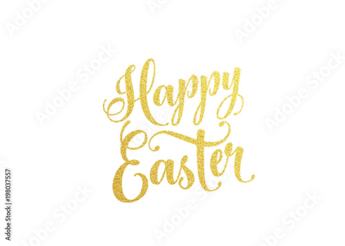 Happy Easter gold lettering text for greeting card